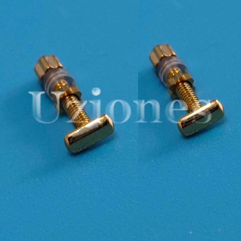 2PCS Curved Rectangle Replace For C ar tier Eyeglasses Screw+Bolt Set Gold Large