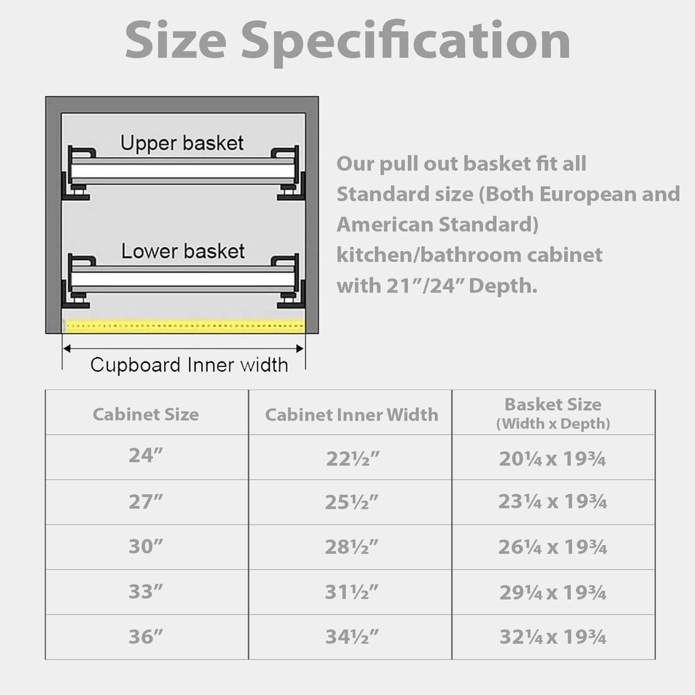Kitchen Cabinet Pull Out Shelf Organizer Drawer Slide Out Basket Storage