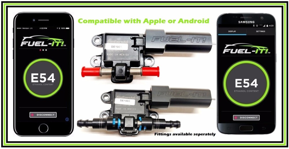 Ethanol Sensor, Fuel-It! Universal Bluetooth ECA , and fittings