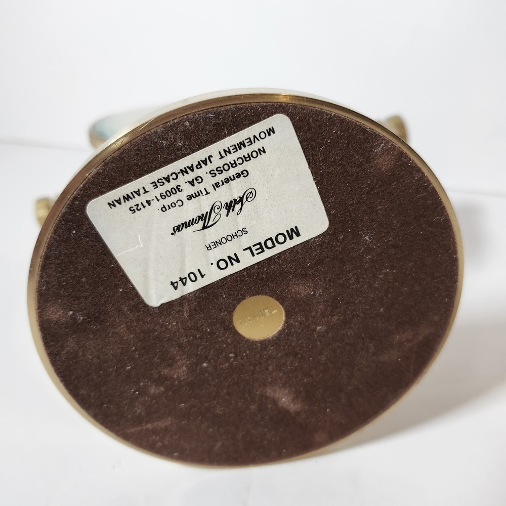 Vintage Seth Thomas 1044 Schooner Solid Brass Gimbal Ships Quartz Clock - Works!