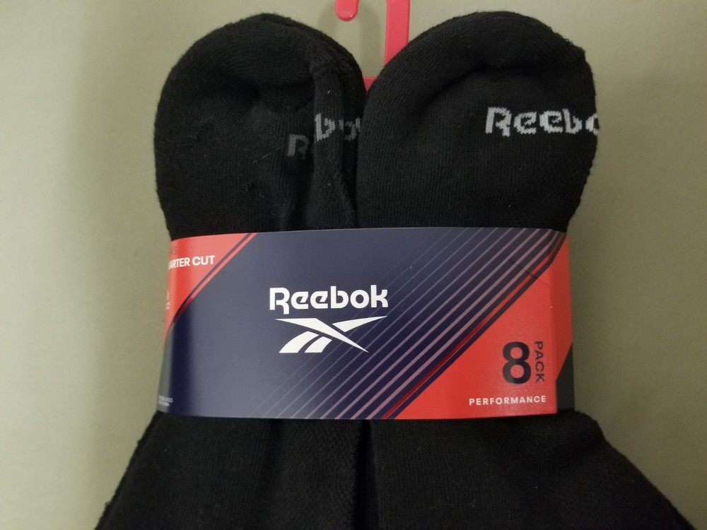 New Mens Reebok 8 Pack Quarter Cut Socks.