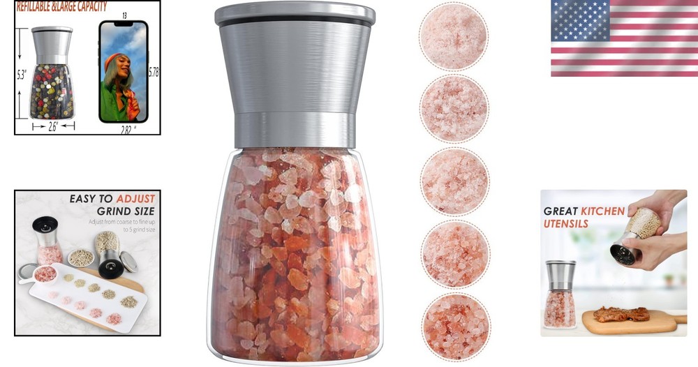 Glass Spice Grinder with Ceramic Blades – Rust-Proof and Refillable