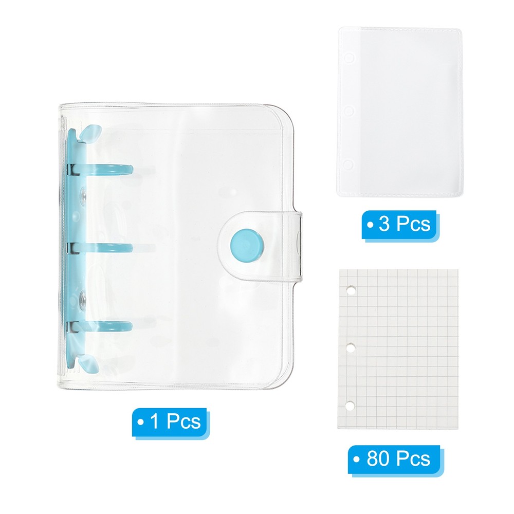 Clear 3 Ring Binder Cover, PVC Notebook Binder Refillable Loose Leaf, Blue