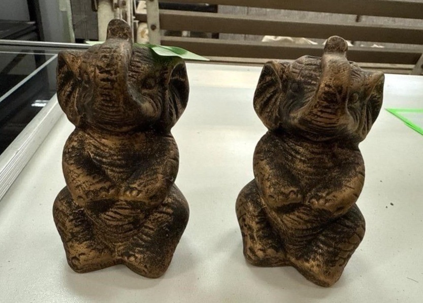 Pair of Gold Tone Elephant Candle Holders