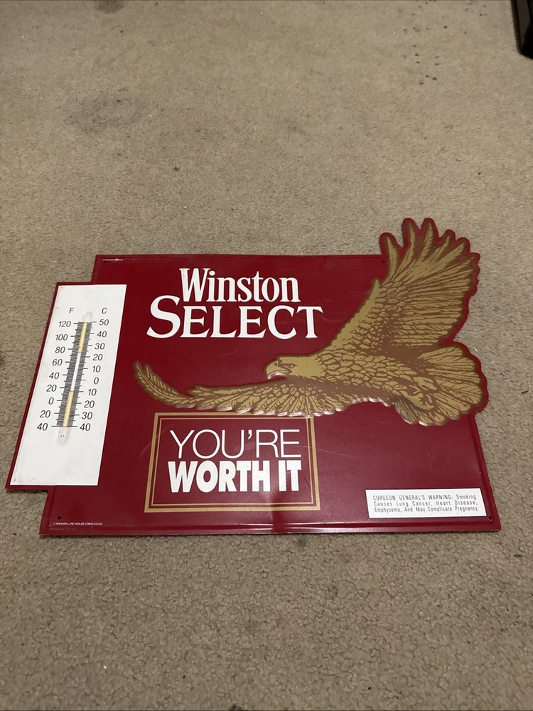 Vintage Tin Winston Select Cigarettes Thermometer Missing Therm