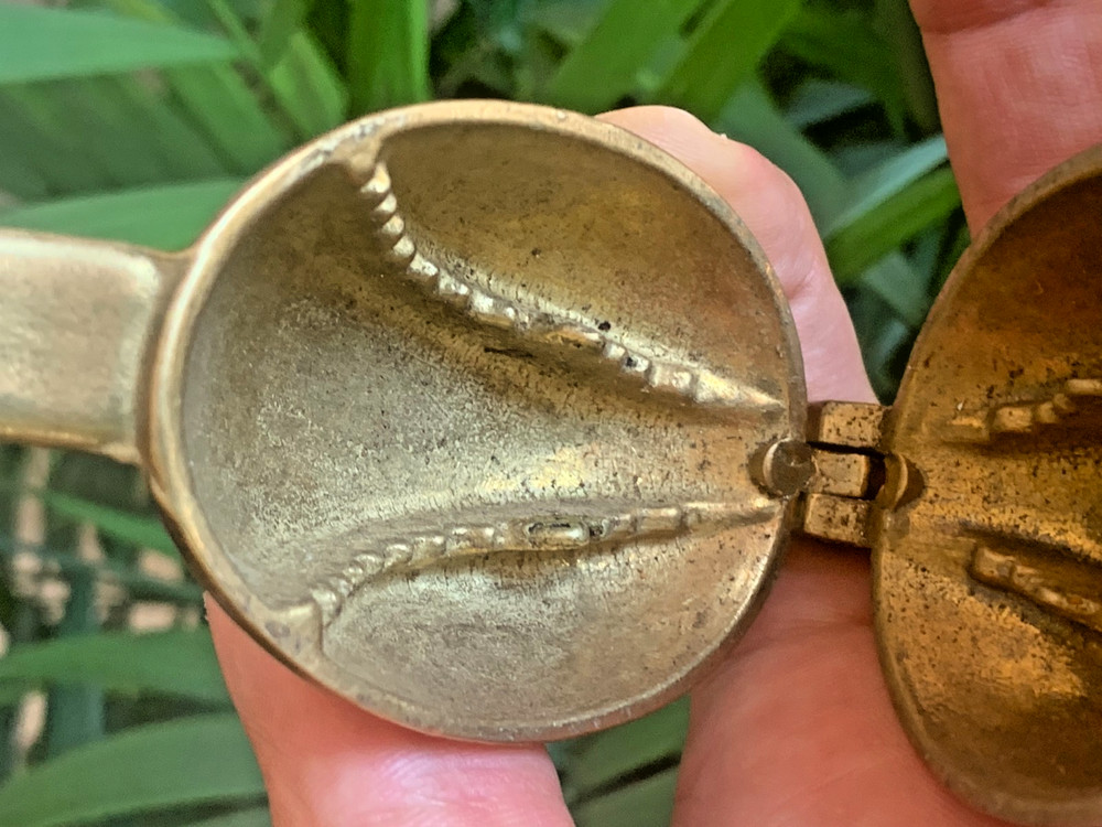 Vintage German Solid Brass Nut Cracker Walnut Shape Solid Messing RAFETSEDER