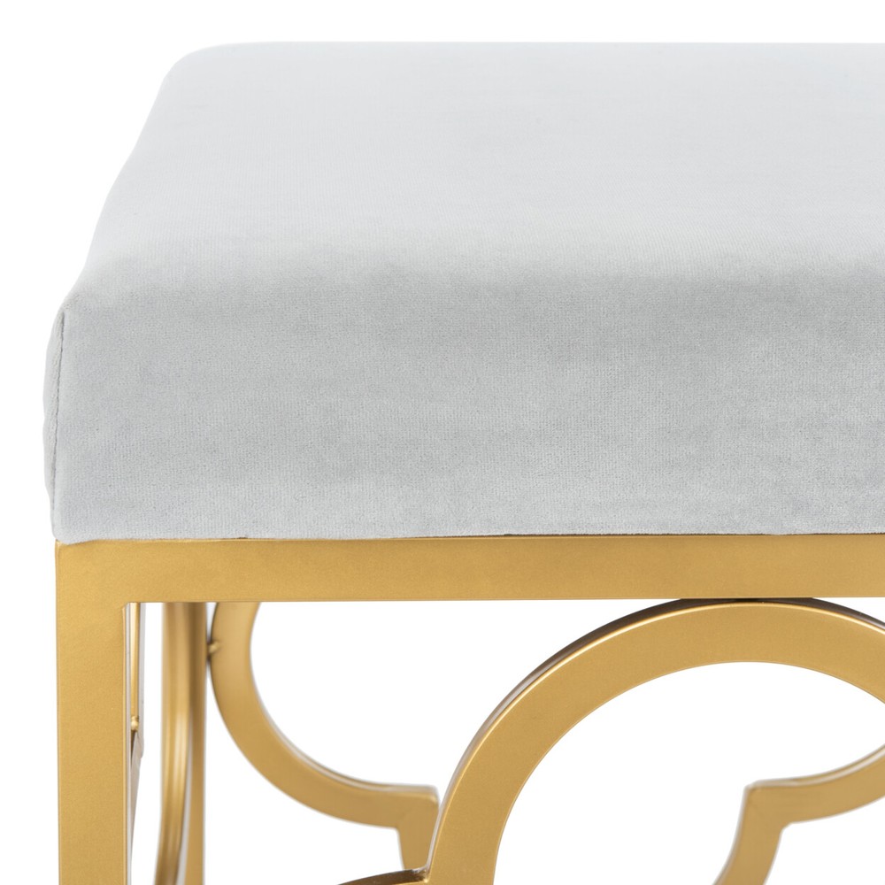 SAFAVIEH Fleur Rectangle Bench | Grey / Gold |
