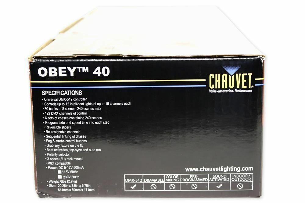 Chauvet DJ OBEY40 192-Ch Wireless DMX MIDI Light Controller+Receiver+Transmitter