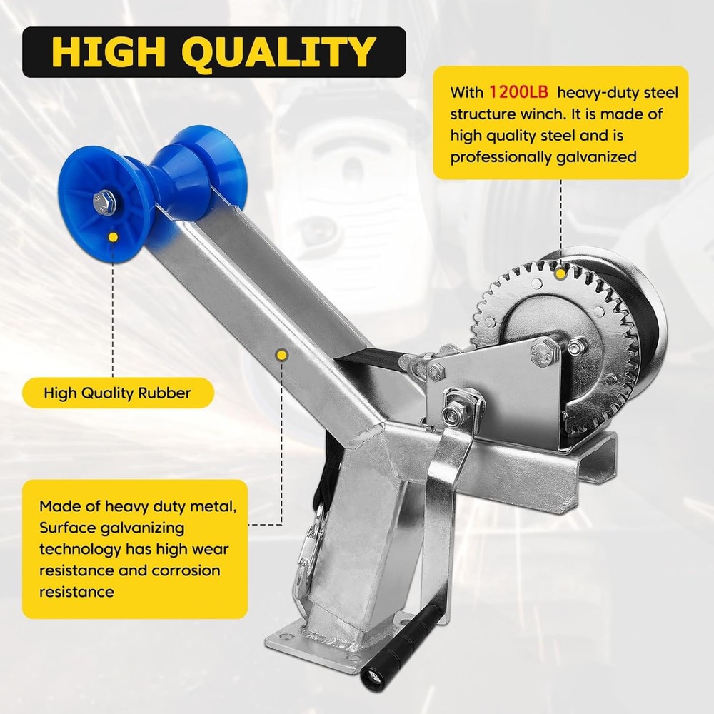 1200LBS Boat Trailer Winch Stand Adjustable with Roller Winch Post for Trailers