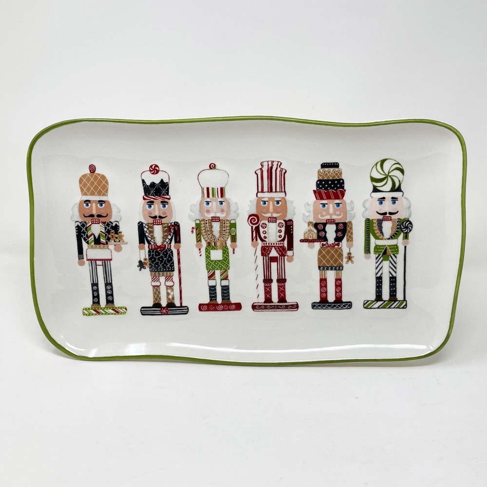 Potter's Studio Holiday Xmas Nutcracker Tray Dish Platter 13"
