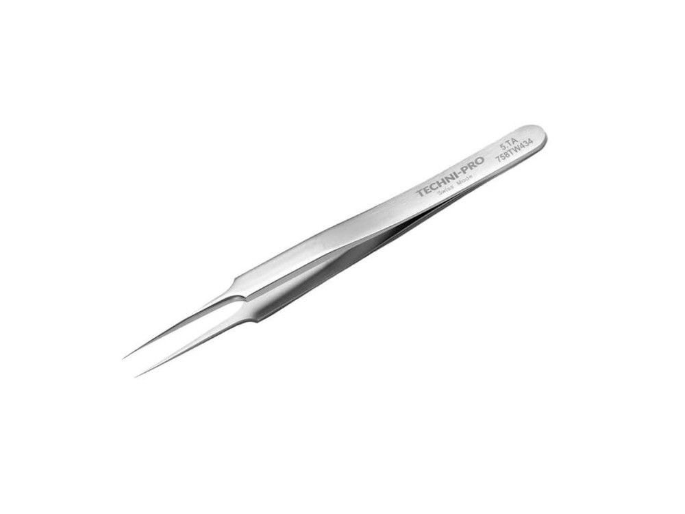 Techni-Pro 758TW434 - High Precision Tweezers, Style 5, Titanium, Fine, Sharp,