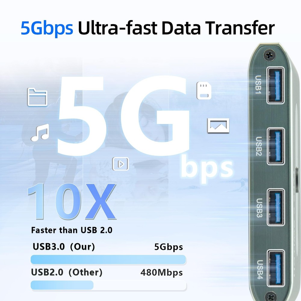 USB 3.0 Switch for 2 Computers, Share 4 USB Devices with Remote Control, USB ...