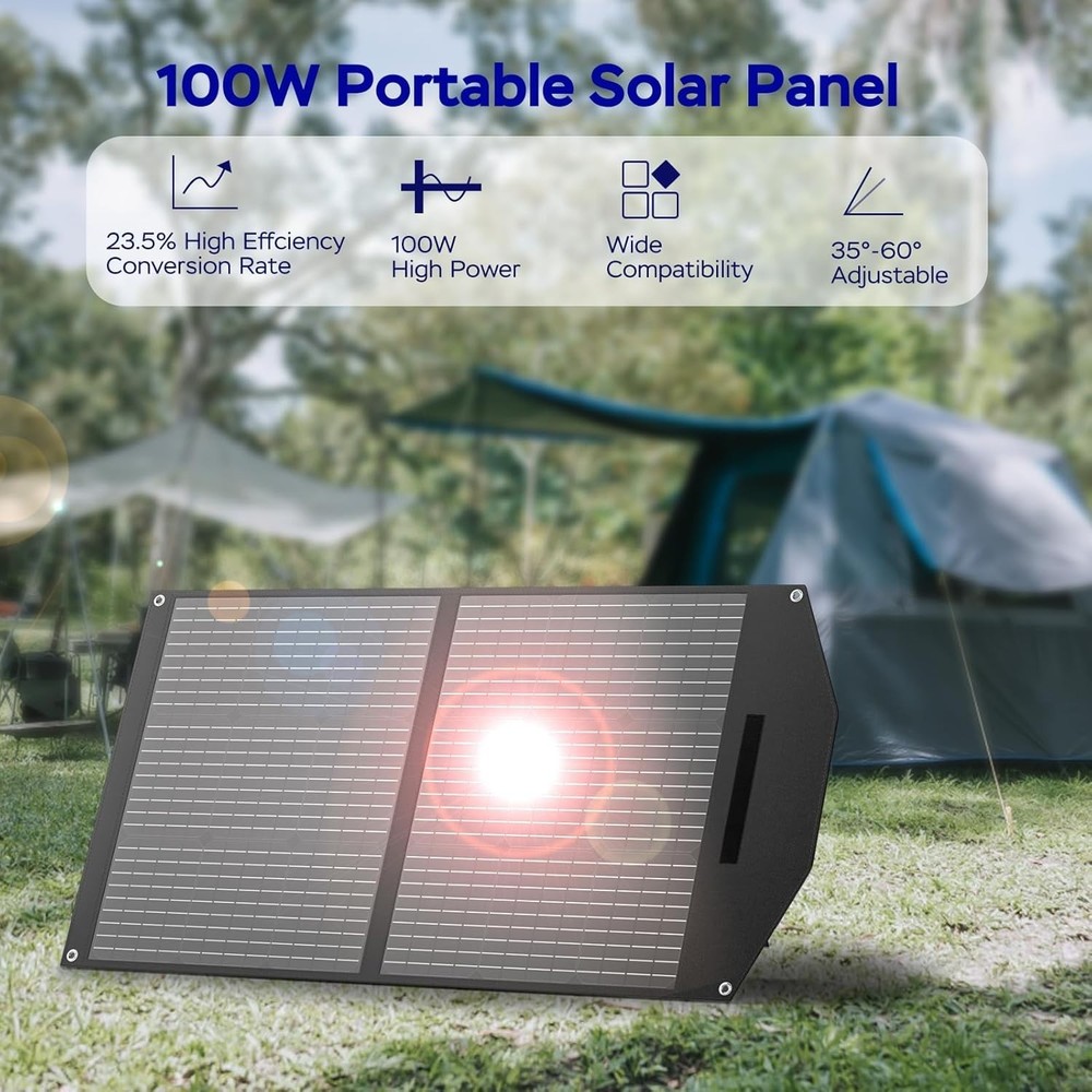 Advanced 100W Foldable Solar Panel - 18V DC Output, High Efficiency, Waterproof