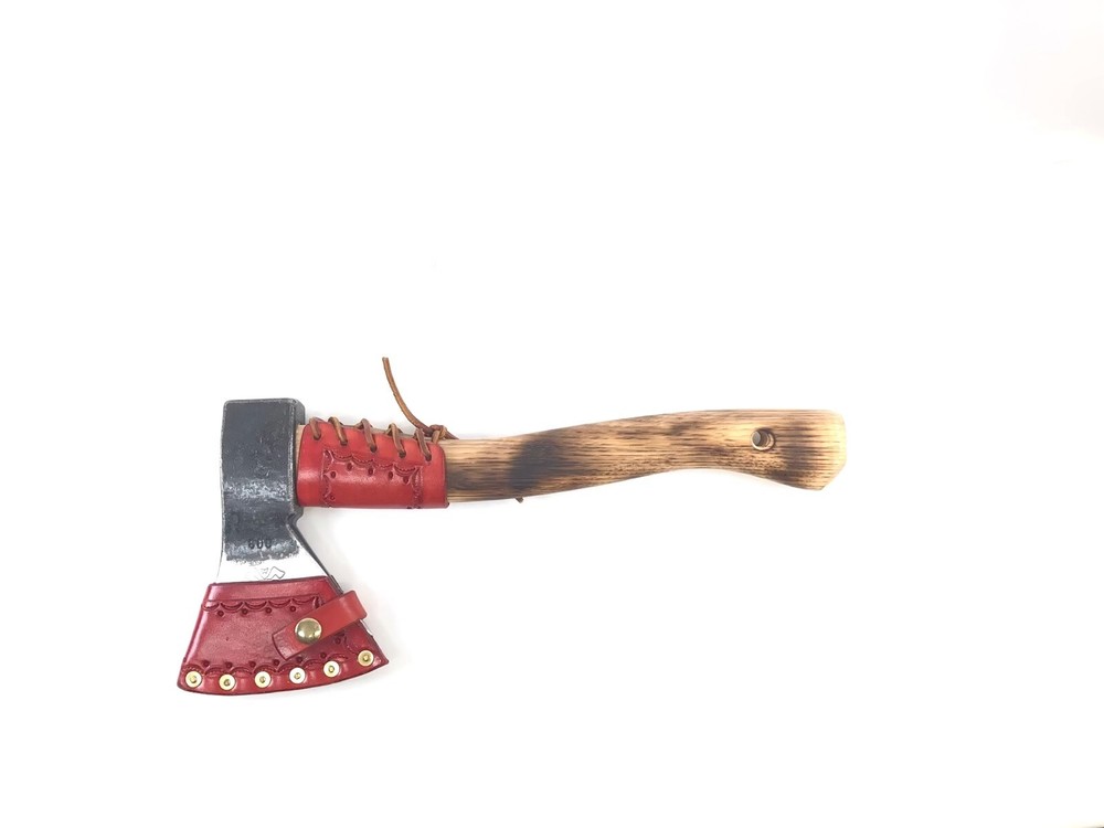 Prandi Hatchet With Red Leather Sheath And Overstrike Guard