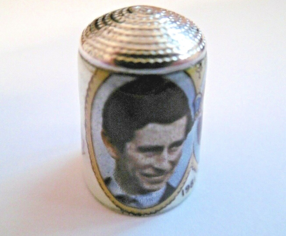 SOLID SILVER & ENAMEL CHARLES & DIANA 1981 WEDDING THIMBLE