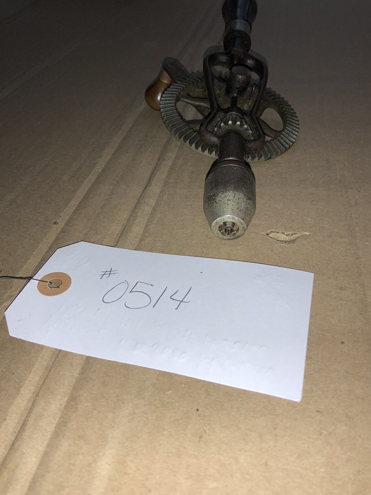 Vintage Manual Hand Drill Wood Handle.