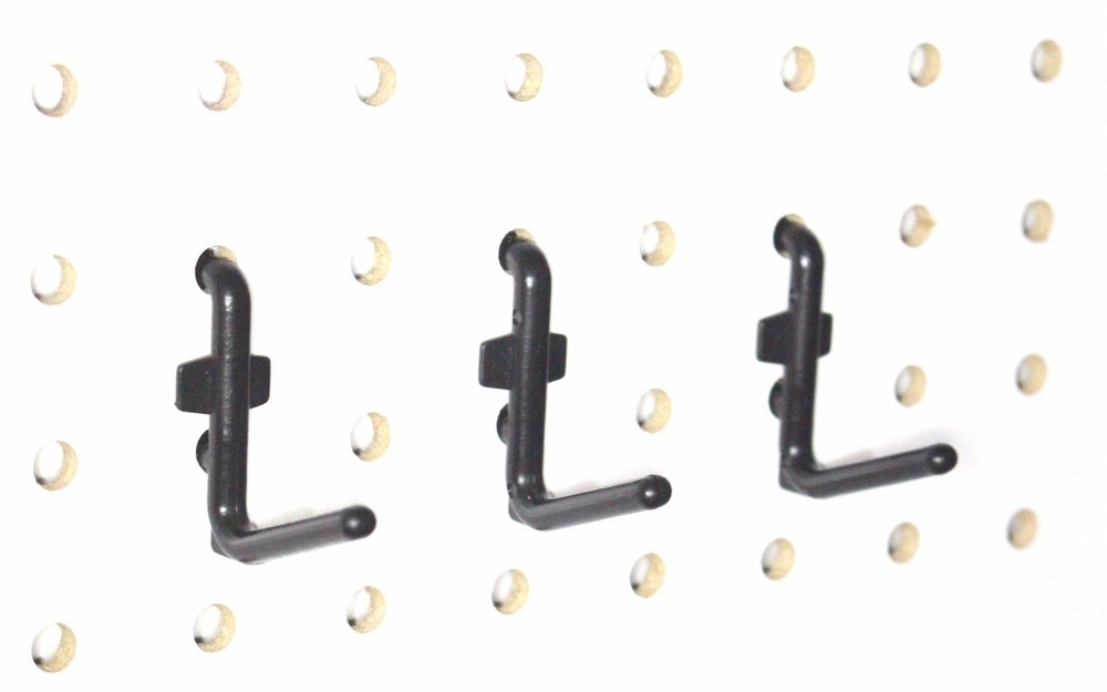Plastic Black L Style Pegboard Hook Kit Tool - 50 Pack - PEGBOARD NOT INCLUDED