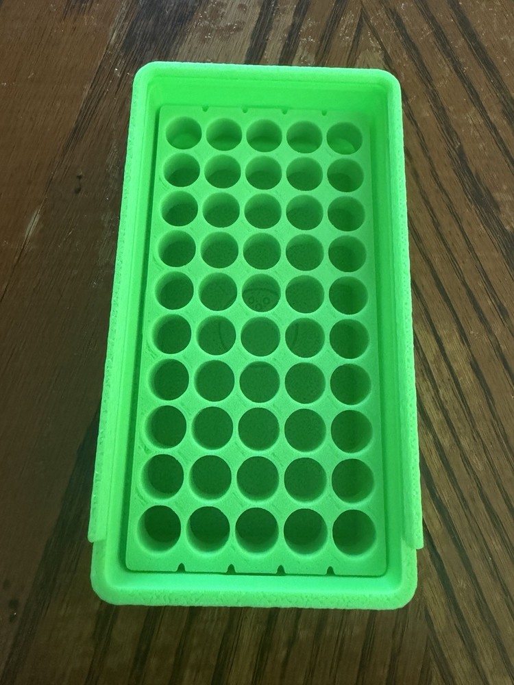 Green Stackable Plastic 9mm Handgun Ammunition Box 50 Round Capacity