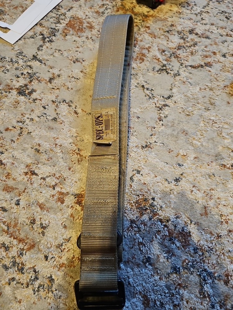 SPEC-OPS Heavy Tactical  Belt Tan Adjustable USA Made Metal