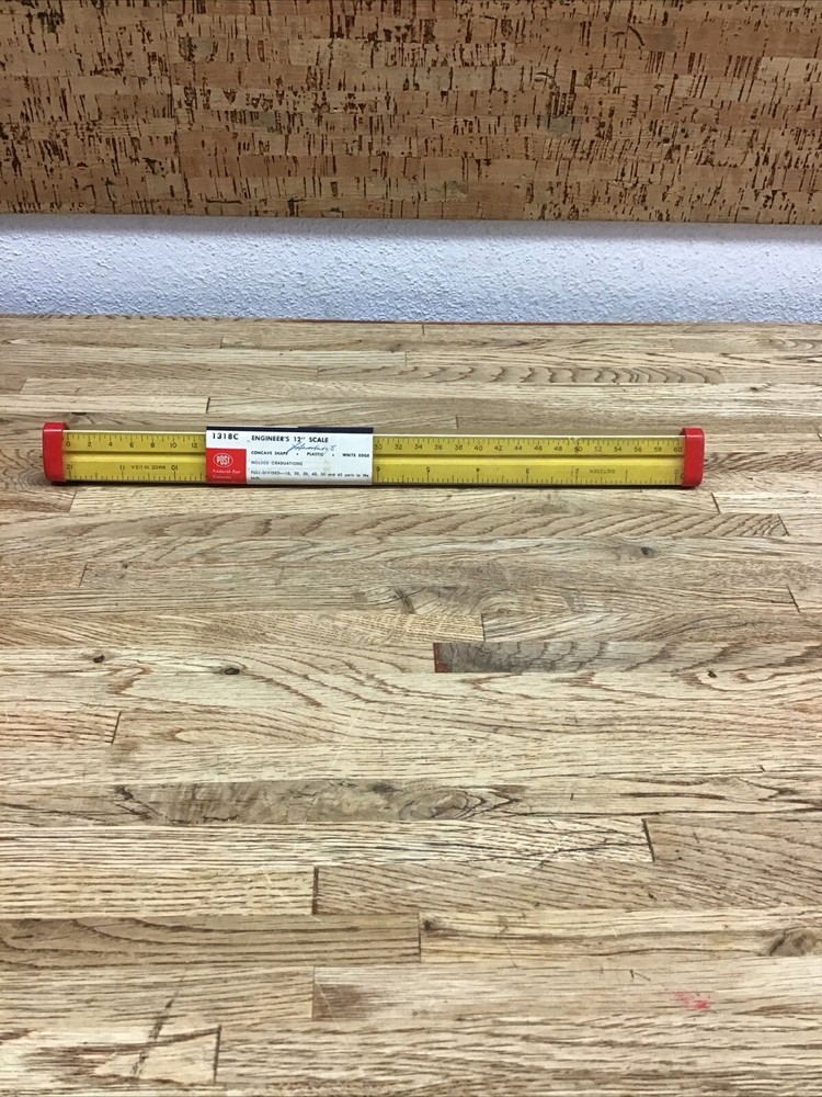 1318c Engineer 12" Scale Concave Shape In Plastic Container EUC C-4