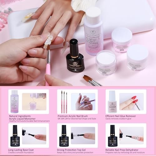 Acrylic Nail Kit for Beginners - Complete Set with Drill, Glitter Powder & Tips,
