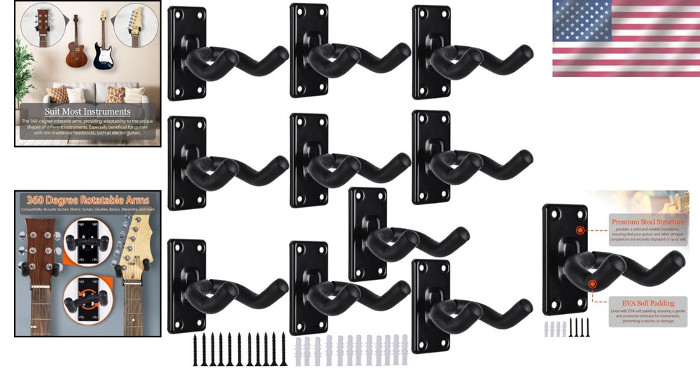 Durable Wall Mount Guitar Hangers for Various Instruments