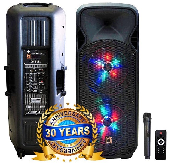 MR DJ LETS-PARTY Dual 12" Battery Powered Bluetooth Speaker Microphone Party
