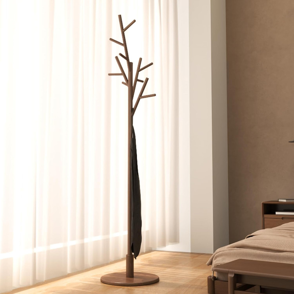 Coat Rack,Solid Wood Coat Rack Freestanding with 12 Hooks,Coat Tree Freestanding