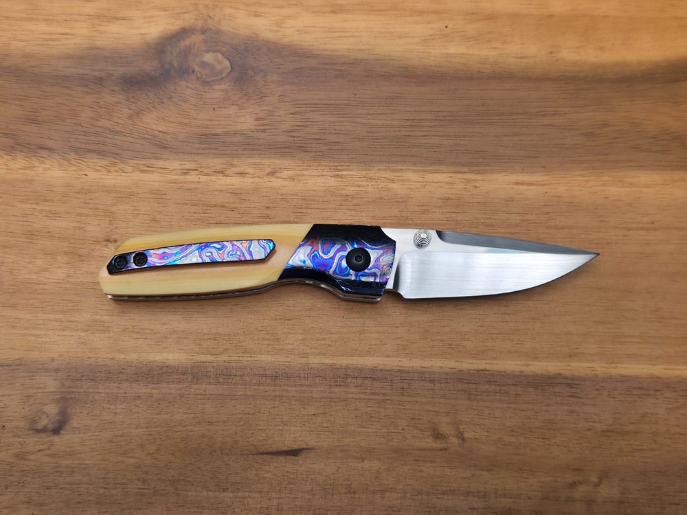 Chad Nell Custom Nevada Jr. Prototype Front and Thumbstud Flipper Knife.
