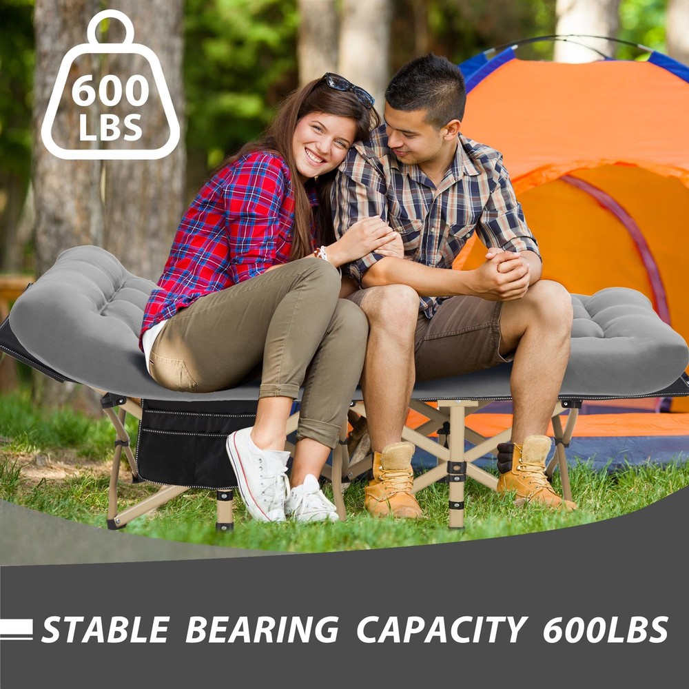 Folding Camping Cot with Comfy Mattress(Black),600LBS(Max Load),Portable Cot ...
