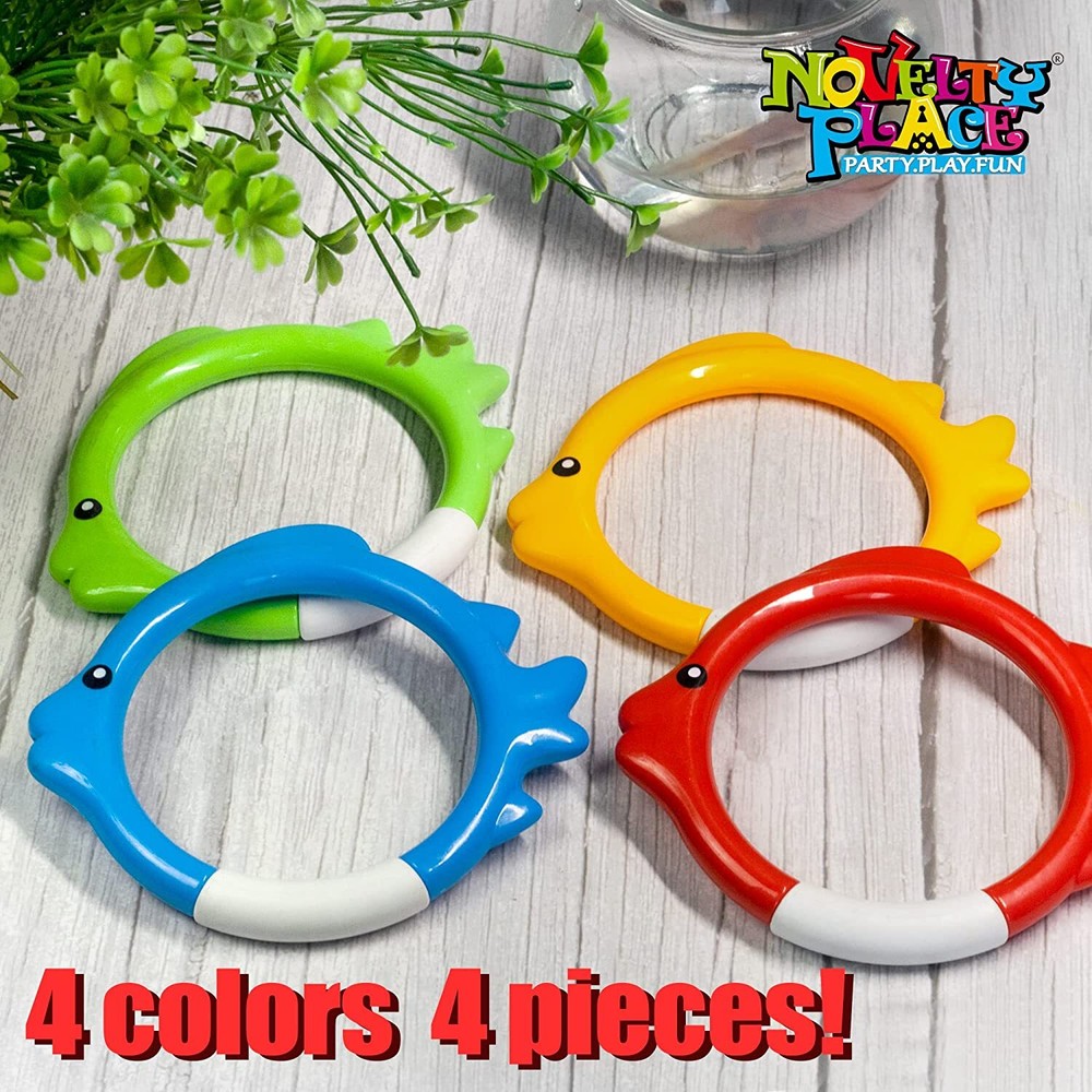 4Pcs Fish Shape Diving Ring Set Underwater Swimming Pool Play Accessories