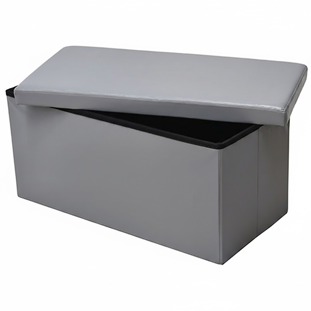 2 in 1 Folding Storage Ottoman Bench Faux Leather Foldable Pouffe Bench