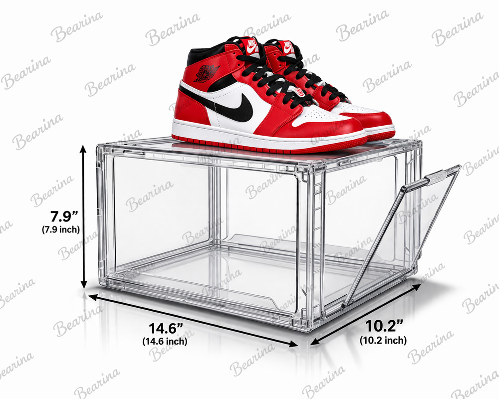 Acrylic Shoe Boxes Clear Front Open Sneaker Organizer Magnetic Storage Box