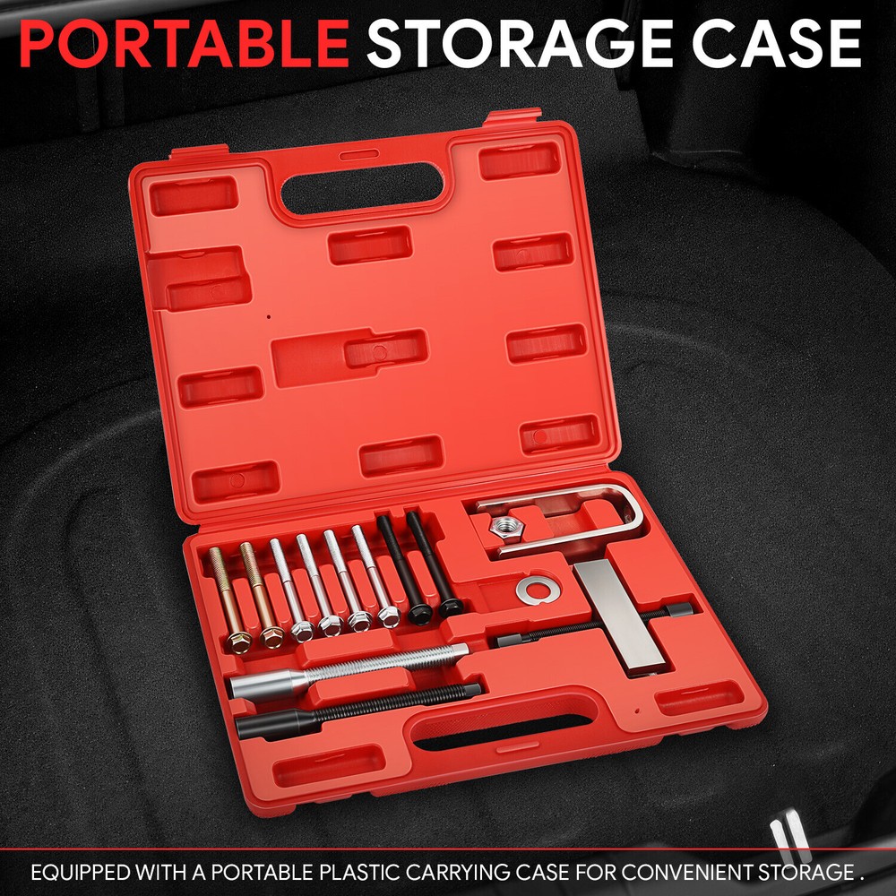 Steering Wheel Lock Plate Puller Compressor Remover Tool 14 Pcs w/ Portable Case