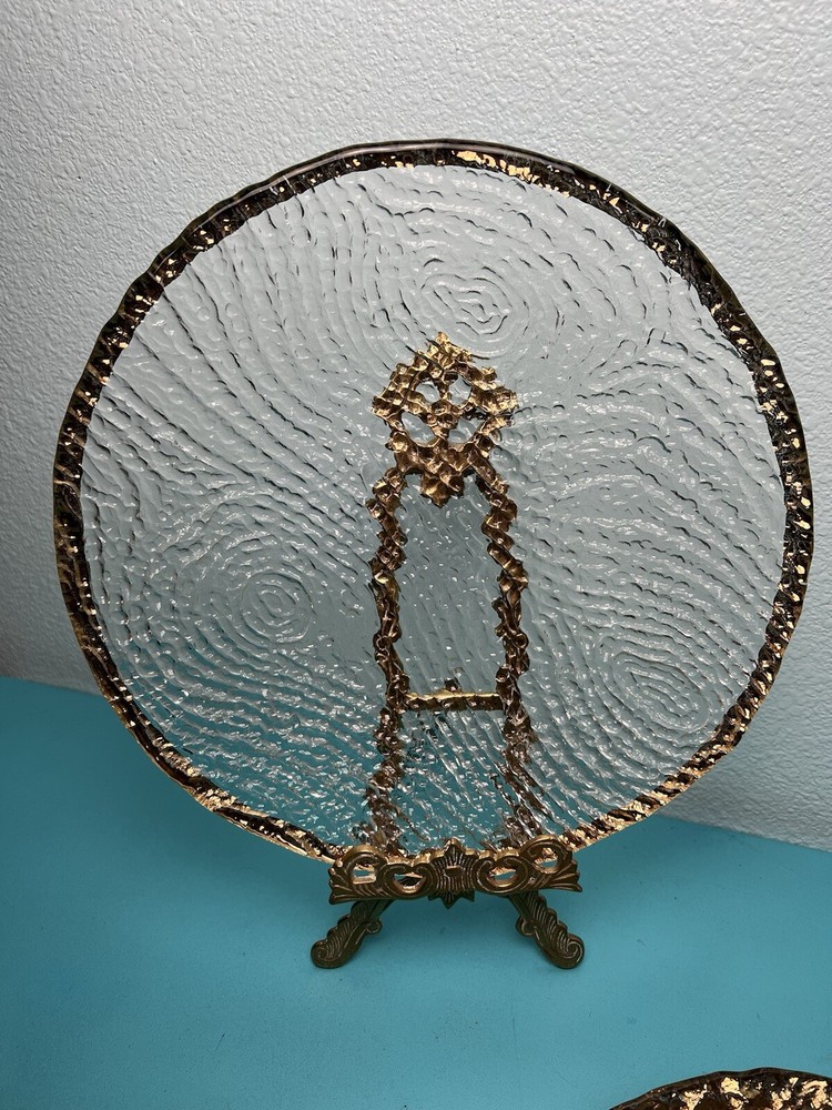 Italian Glacier Glass Dinner Plates x4
