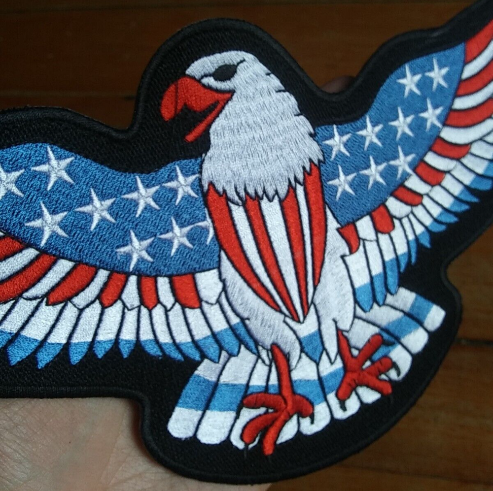 LARGE AMERICAN EAGLE USA FLAG BIKER MILITARY JACKET BACK PATCH