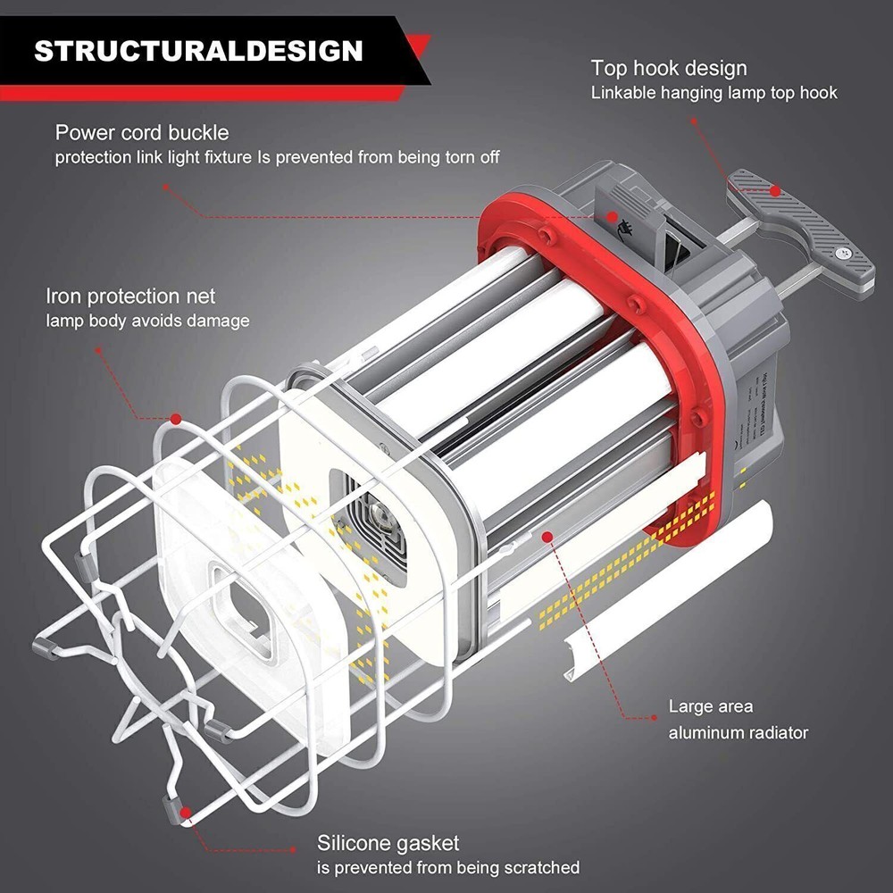 100W LED Temp Jobsite Lightings Linkable Work Light for Construction Workplace