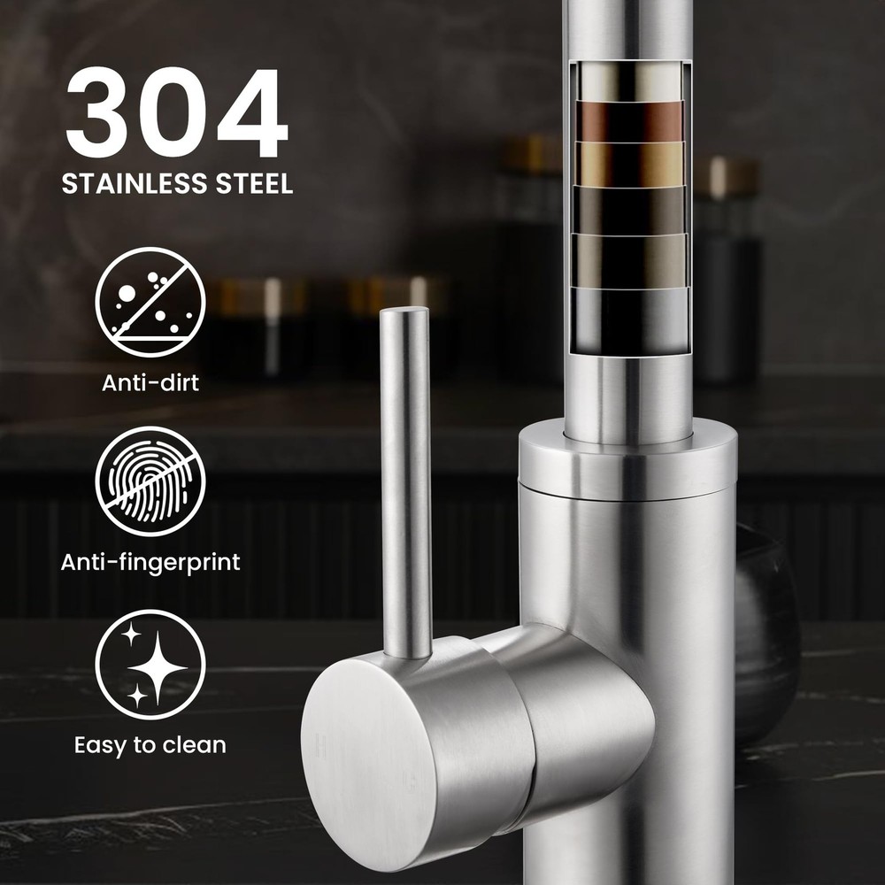 Kitchen Faucet with Pull-Down Sprayer, Brushed Nickel, High-Arc Single Handle...