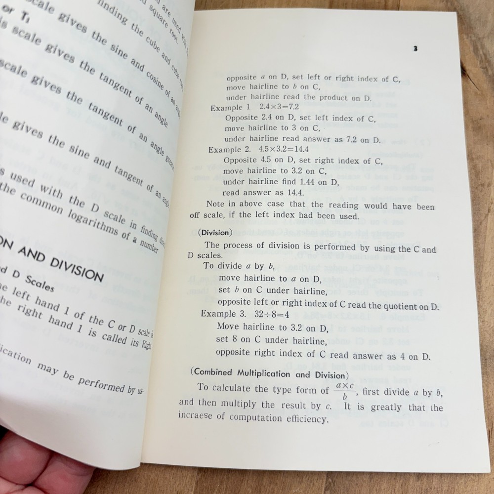 Vintage Compass Bamboo Slide Rules Instruction For General Calculation Manual