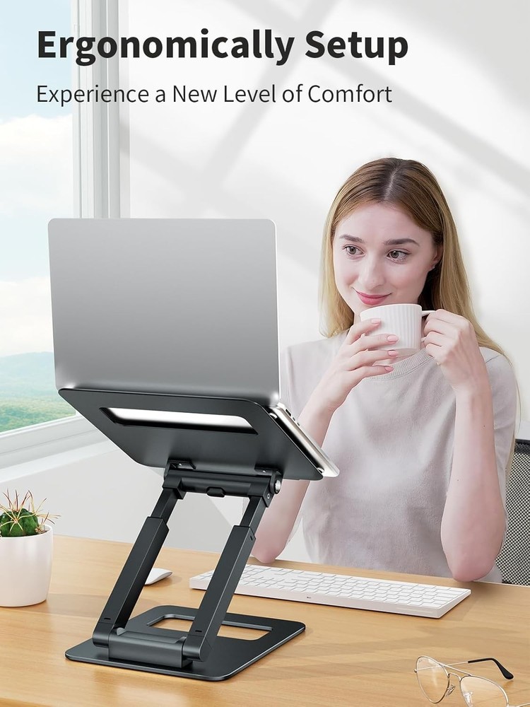 Laptop Stand Desk Adjustable Height Telescopic Computer Stand W/ Pull Out Design