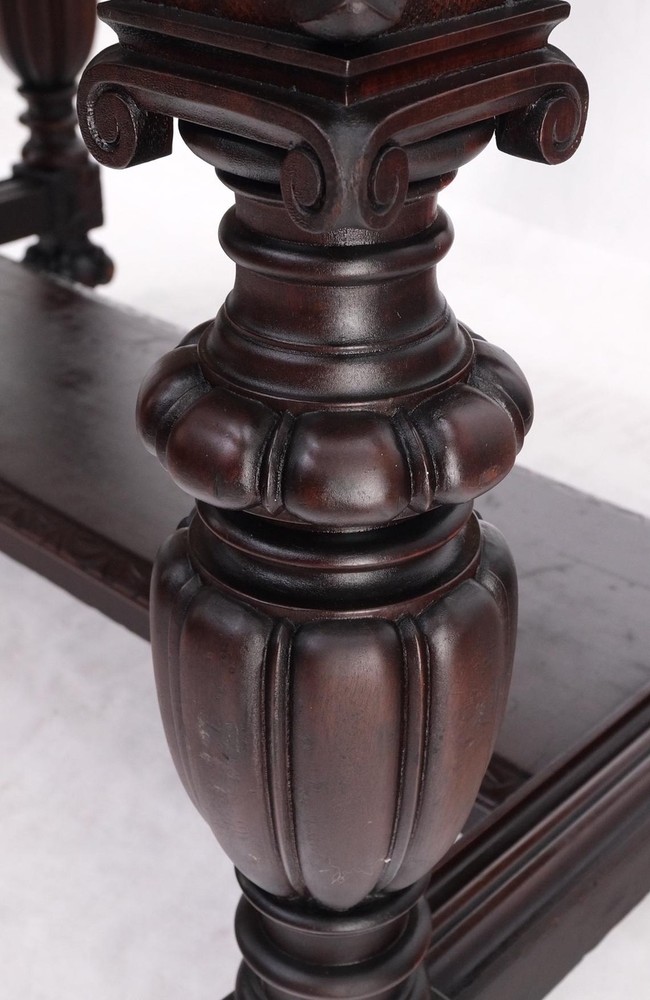 Jacobean Finely Carved Massive Solid Mahogany Partners Desk
