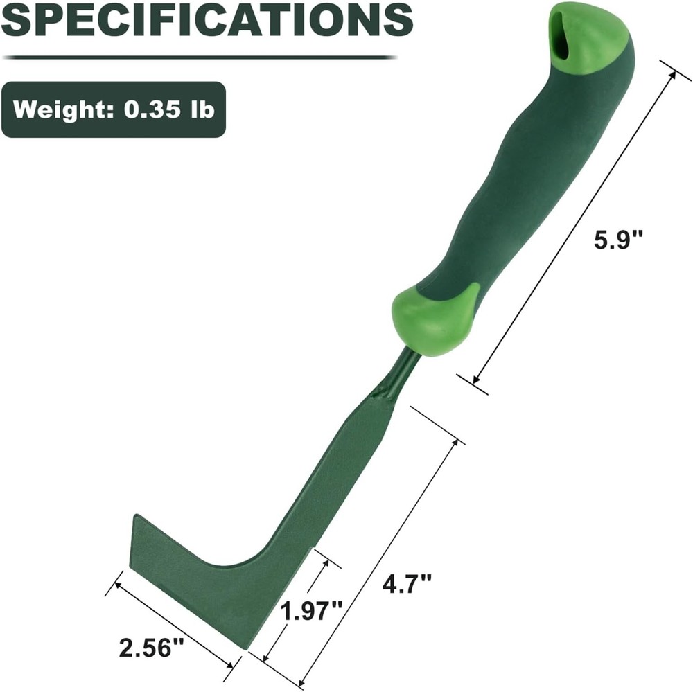 Crack Weeder, 11" L-Shaped Side-Walk Weed Puller with Ergonomic Rubber Handle, C