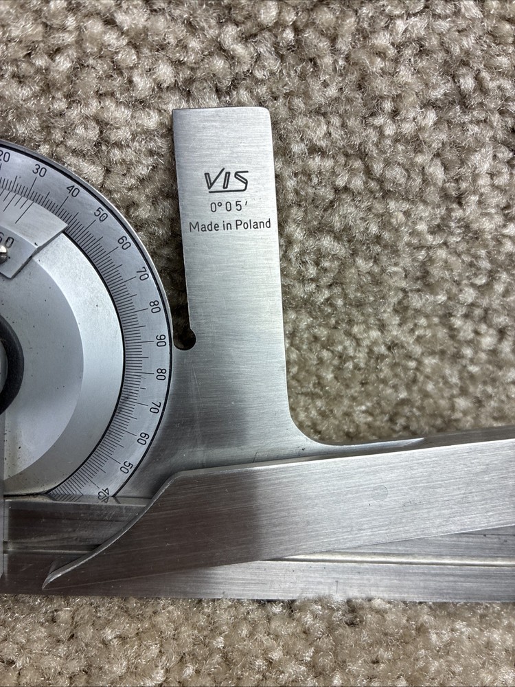 VIS UNIVERSAL BEVEL PRECISE PROTRACTOR SQUARE W/ FINE ADJUSTMENT 12" BLADE