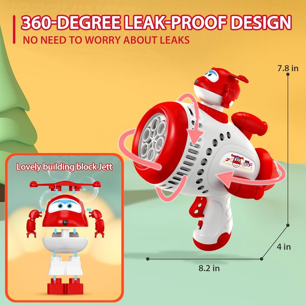 Super Wings Bubble Gun Blaster with Bubble Refill Solution for Kids, Bubble Mach
