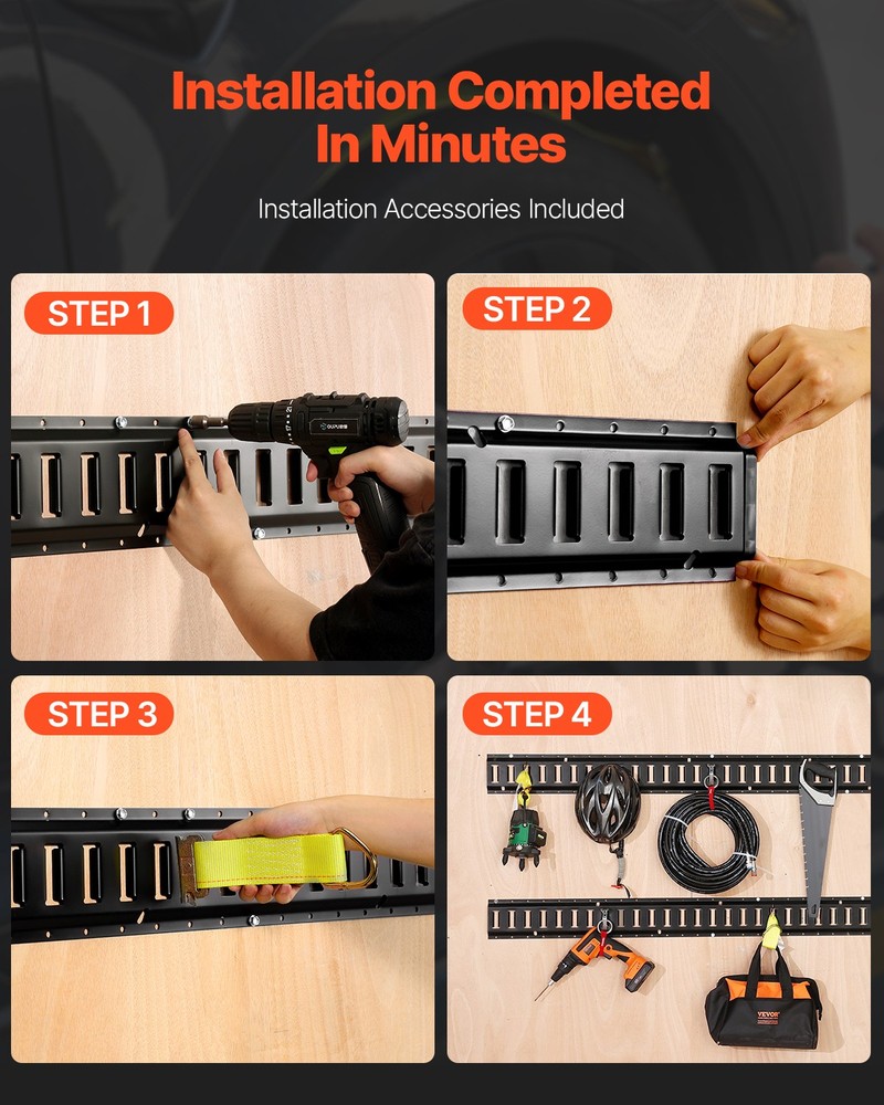 VEVOR E Track Tie Down Rails Power Coated E-Tracks 4 Pack 5' for Cargo Trailers