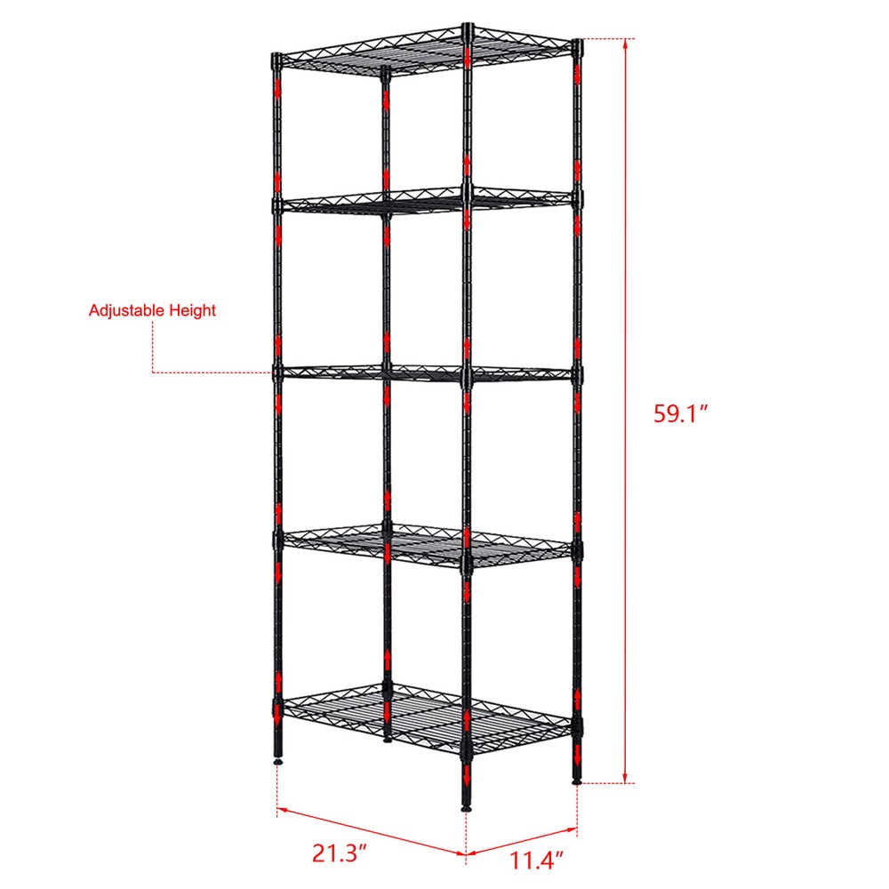 Adjustable Black 4 Tiers Storage Shelves, Storage Rack & Storage Shelving
