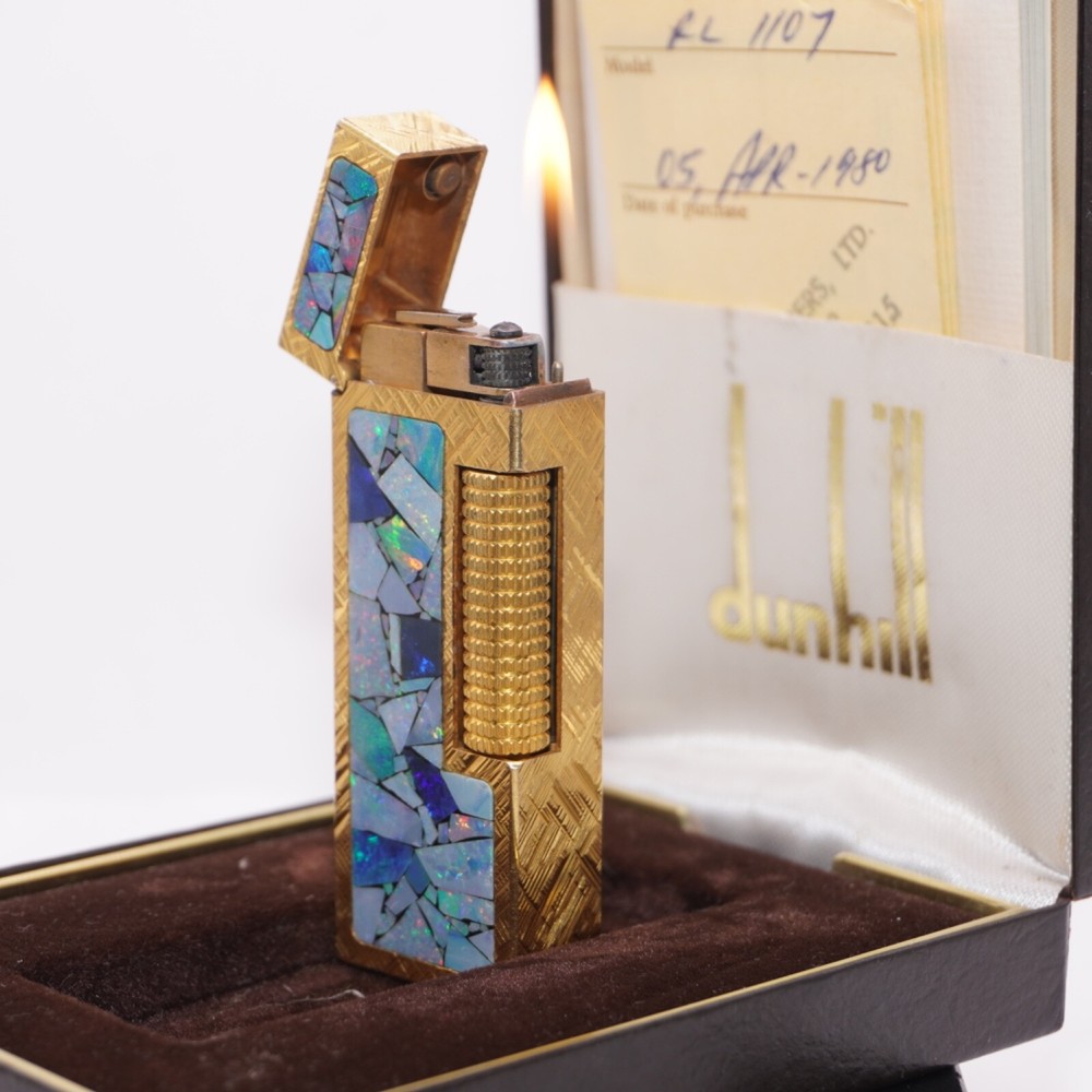 Dunhill Lighter Gold Florentine Opal Pattern_Ultrasonically cleaned_Working