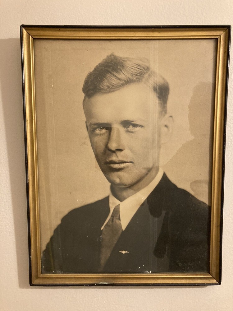 Antique Charles Lindbergh Framed Photo