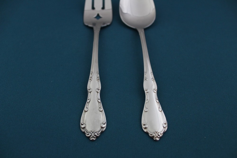 Oneida WHITTIER Serving (2pc Set) Tablespoon / Meat Fork Oneidaware Stainless