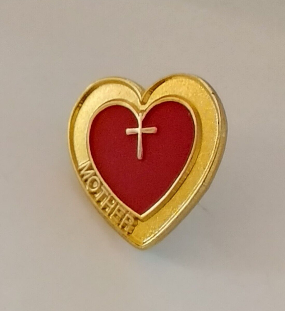 Heart MOTHER Religious Cross Lapel Pin